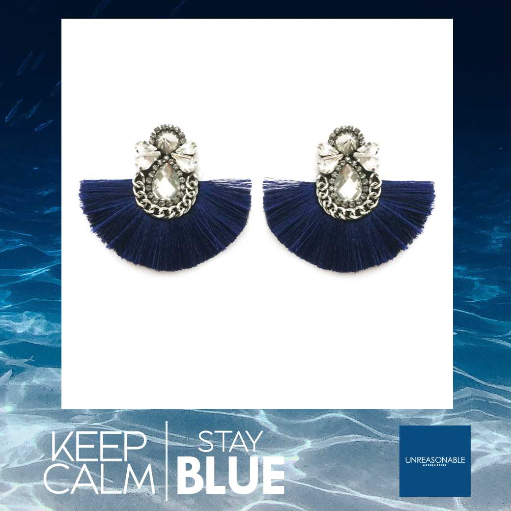 ต่างหูพู่  : UA0411-02 #Blue #Tassel #Earrings