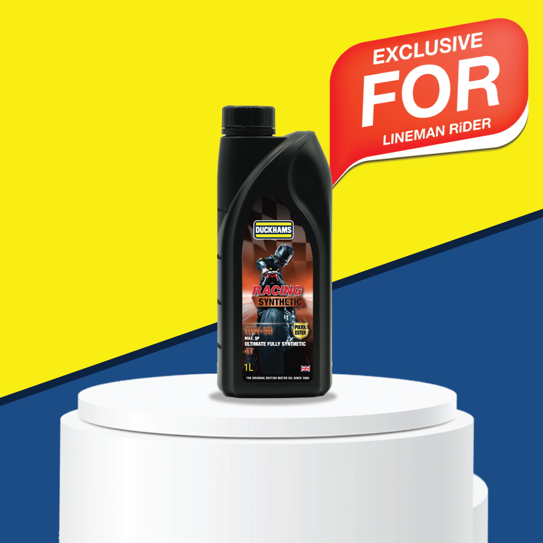 LINEMANRACING : Racing Synthetic 10W-50 แถมฟรี 1. ผ้าไมโครไฟเบอร์ 1 ชิ้น 2. สติ๊กเกอร์Size M 1 ชิ้น