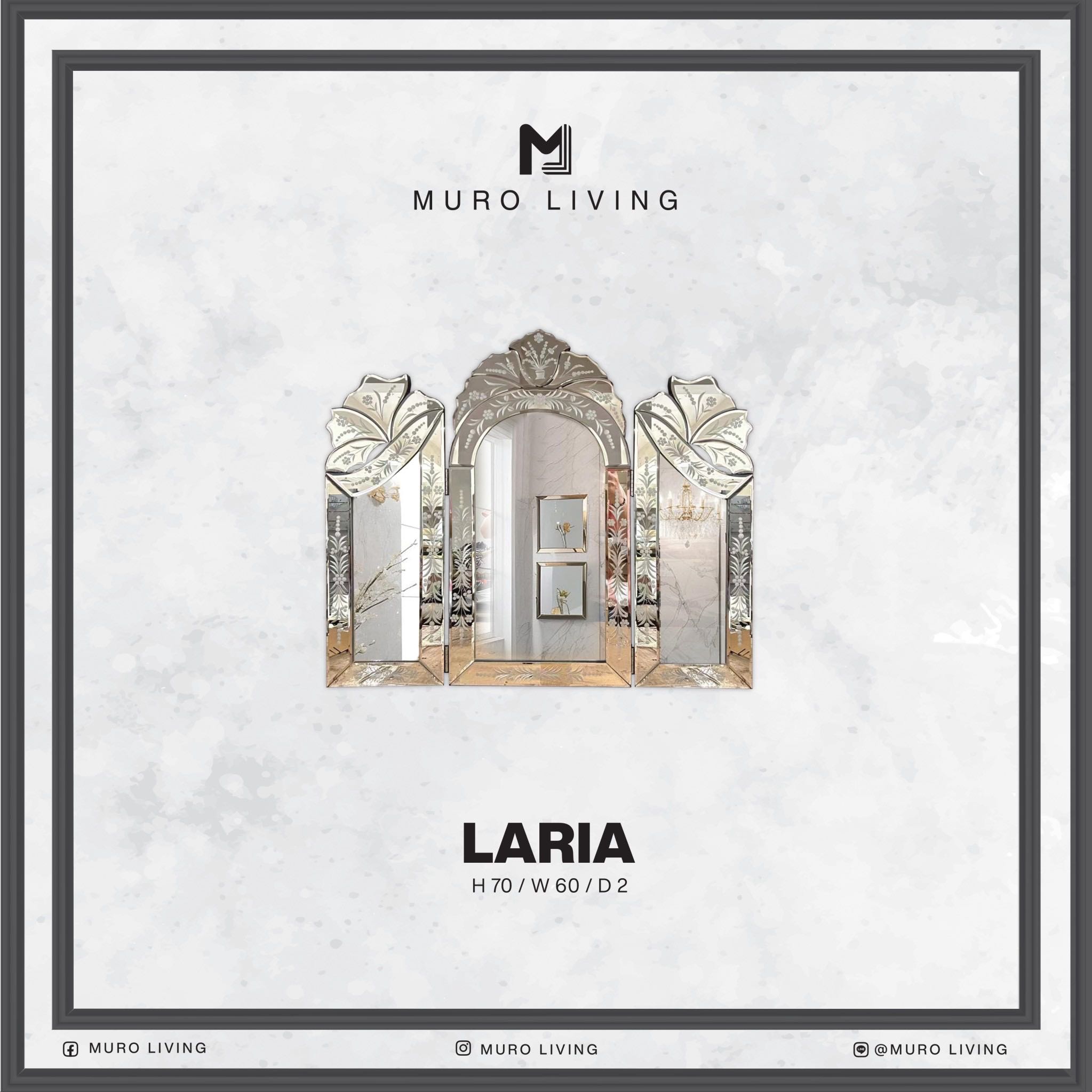 กระจกตกแต่งผนังดีไซน์ Muro Living รุ่น LARIA