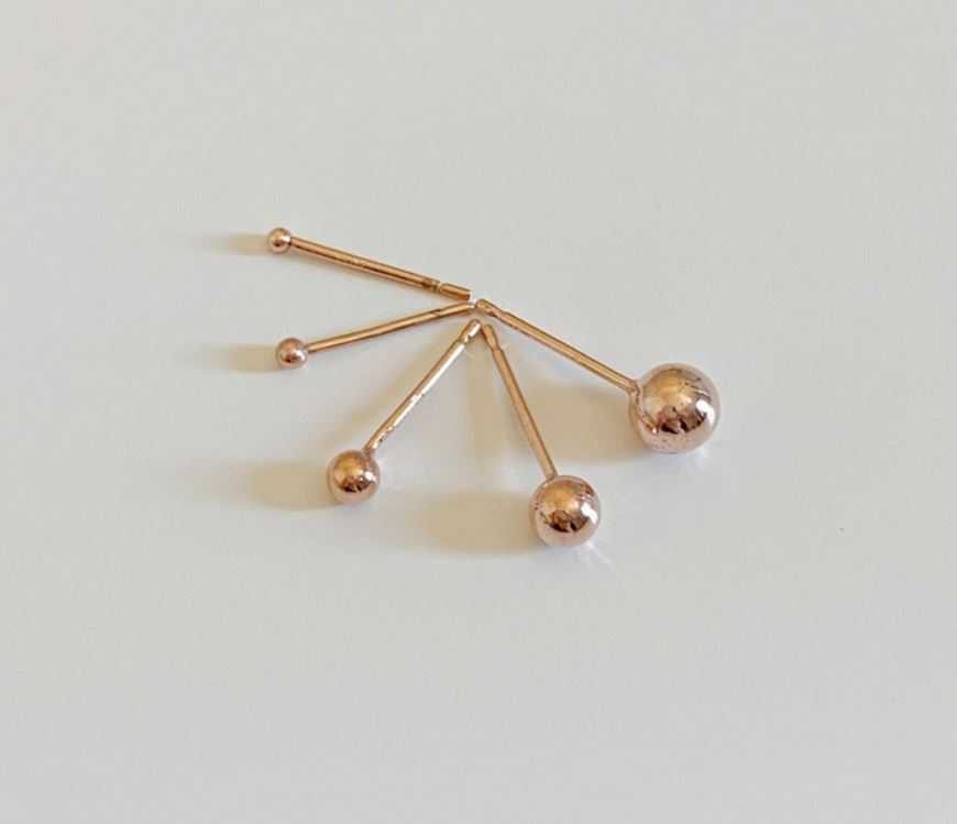 [all silver 925] Dot Earrings - Rosegold