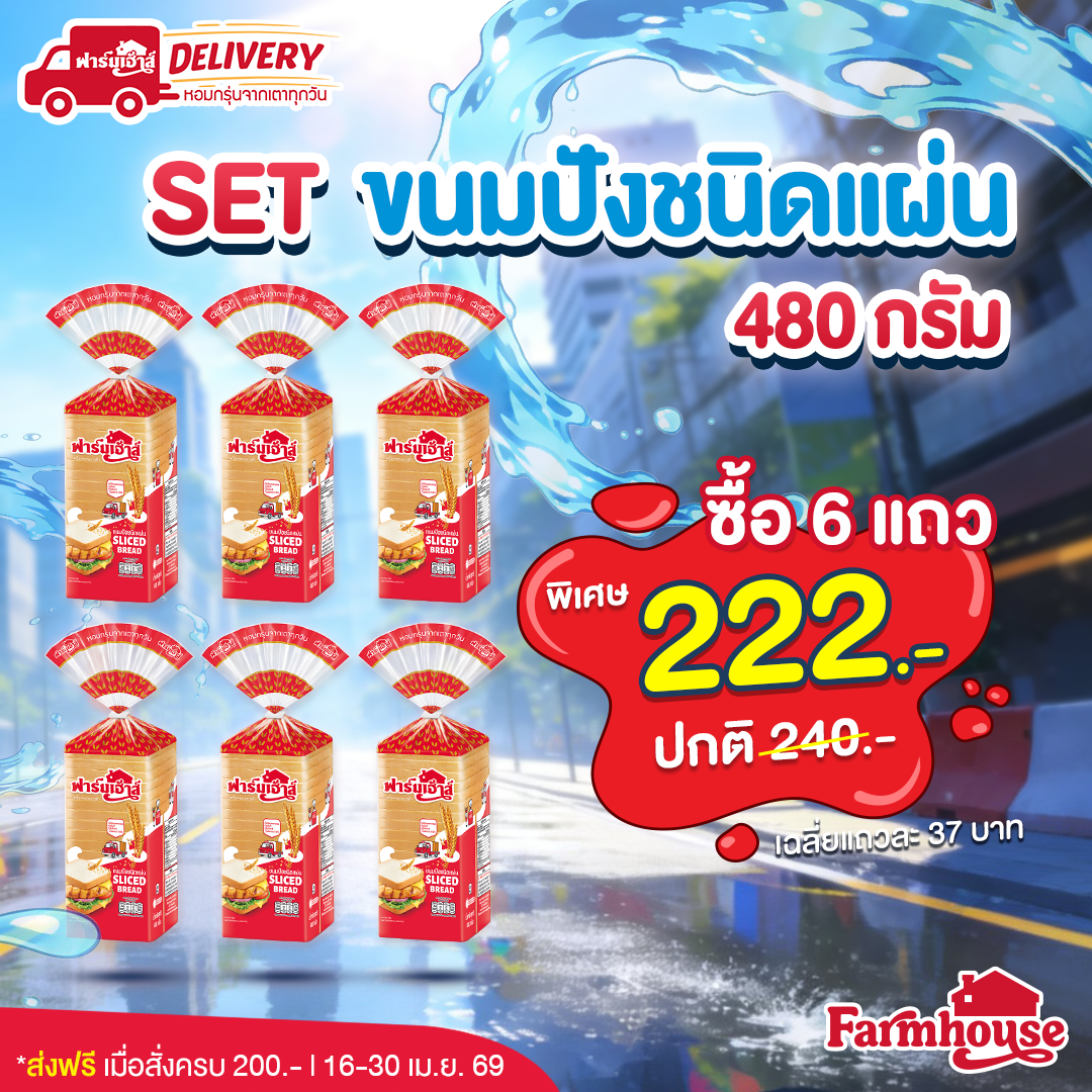 Set ขนมปังชนิดแผ่น 480 กรัม 6 แถว  รหัส R4P