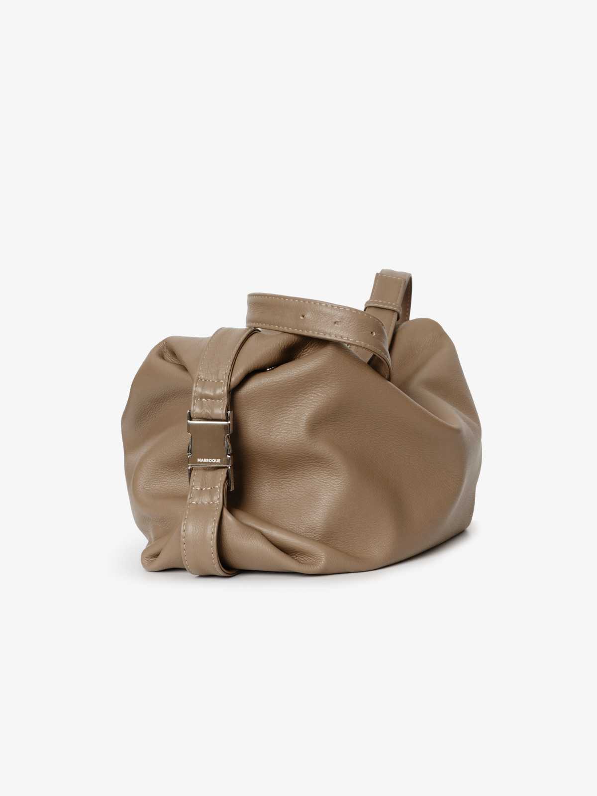 กระเป๋าหนังแท้หัวเข็มขัดเงินปรับขยายได้ รุ่น Cargo สีน้ำตาล