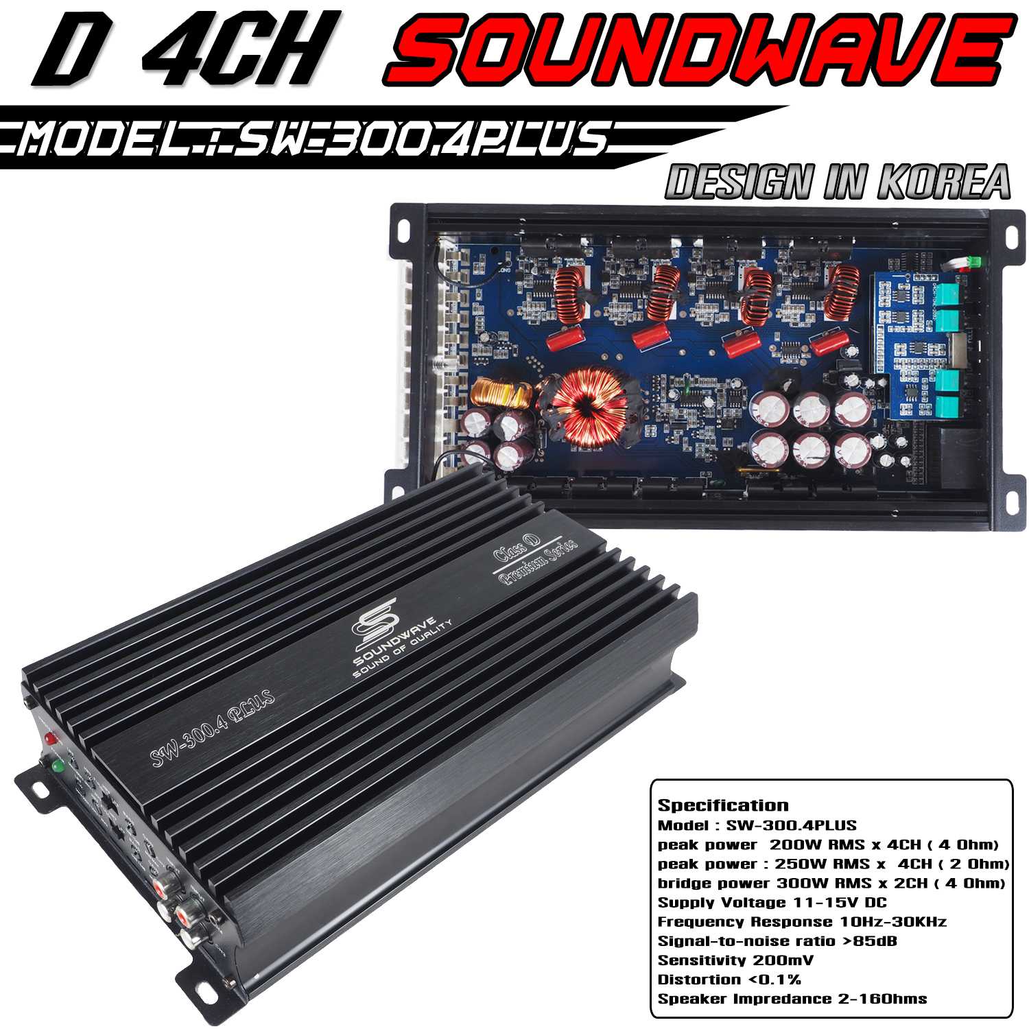 เพาเวอร์แอมป์ Class-D 4Ch SW-200.4 2000Watt SOUNDWAVE