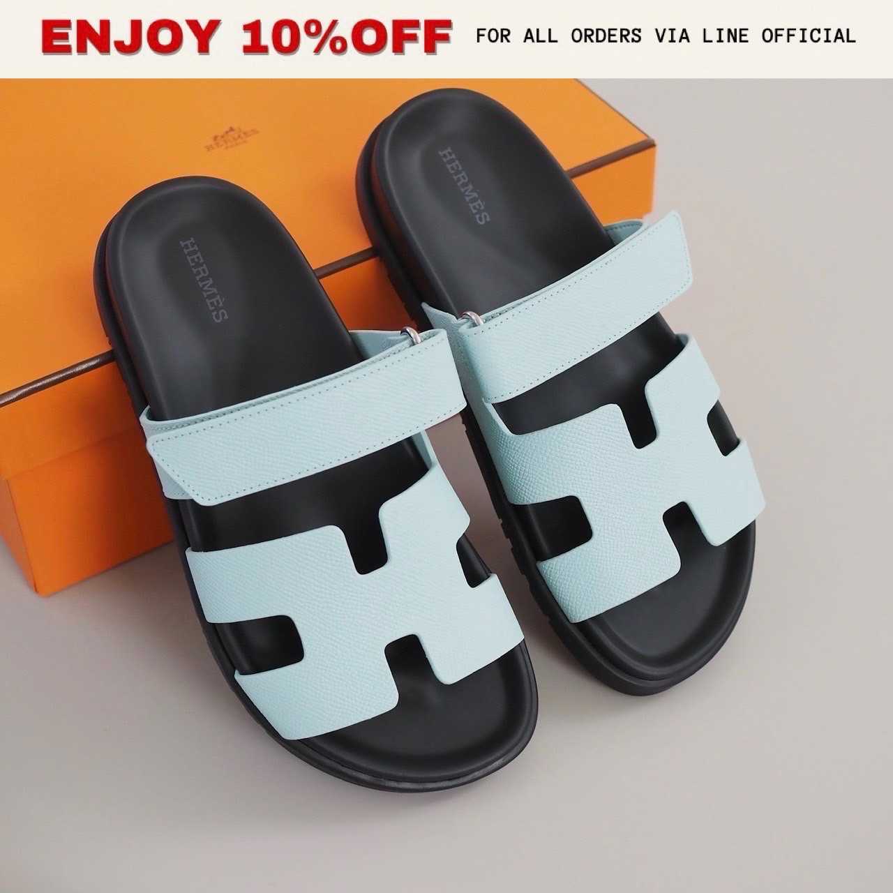 NEW! HERMES Chypre Sandals สี Blue Cristaux Epsom | Shoes