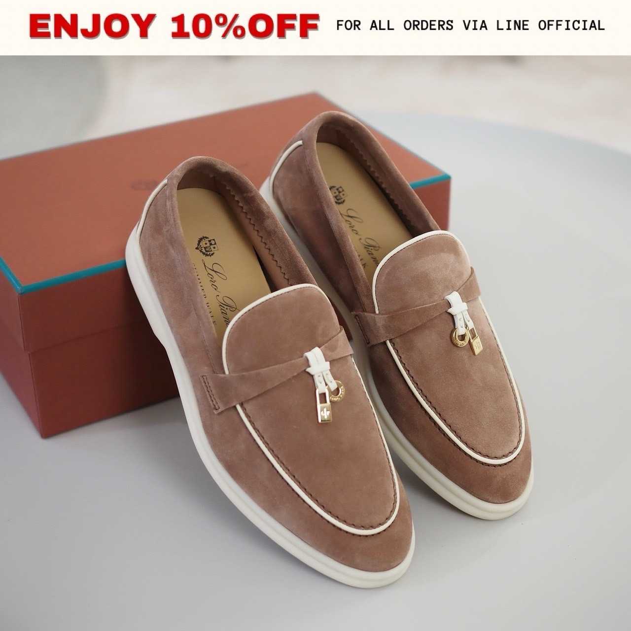 NEW! LORO PIANA Summer Charms Walk Loafers สี Mole | Shoes