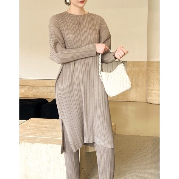 2MUAY รุ่น GJO1169 เดรสพลีทคุณภาพ LONGSLEEVE PLEATED DRESS 9 สี FREE SIZE