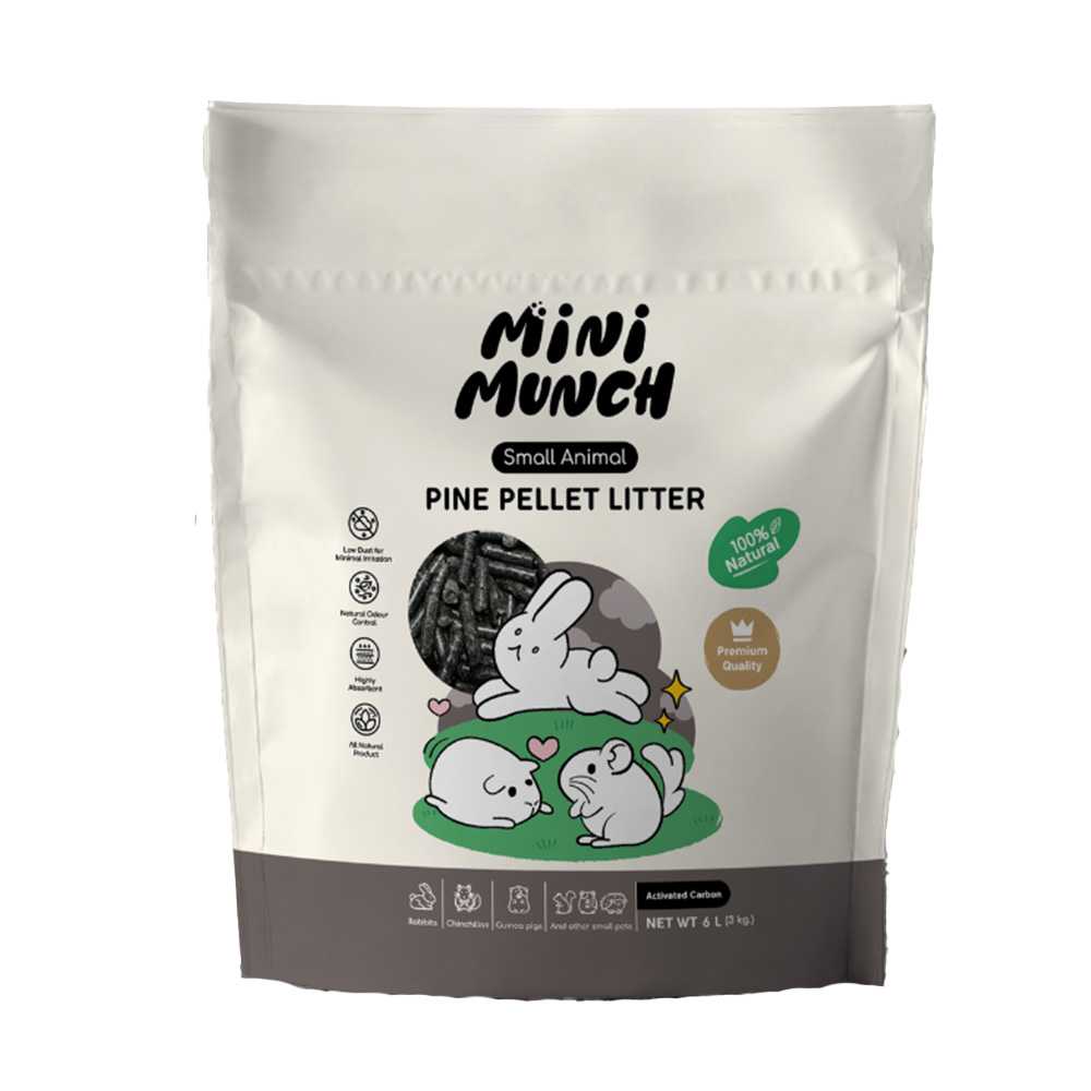 Mini Munch ขี้เลื่อยดับกลิ่น ขี้เลื่อยชาโคล ขี้เลื่อยไม้สน ขนาด 3กก.