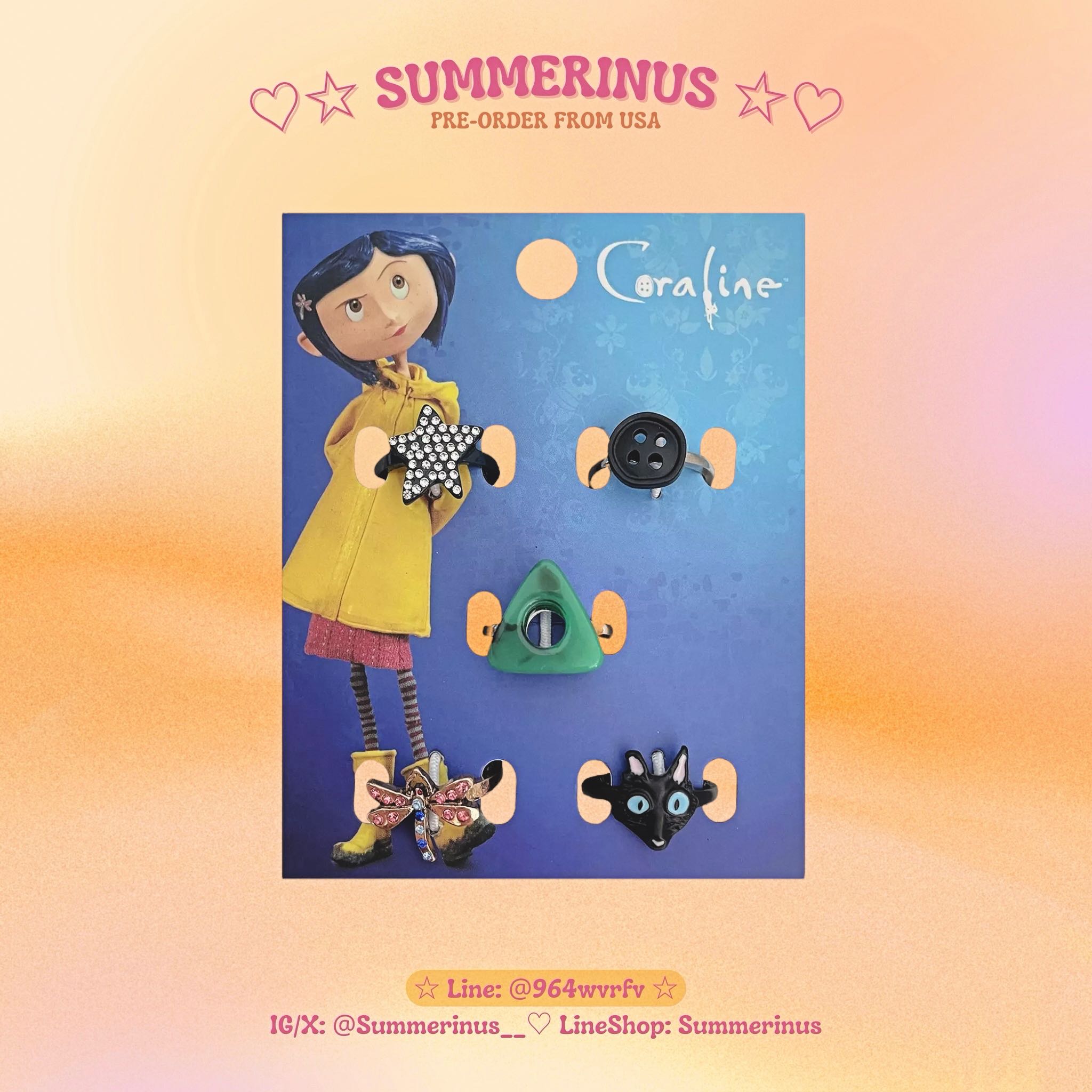 Coraline 🐈‍⬛ Icon Ring Set