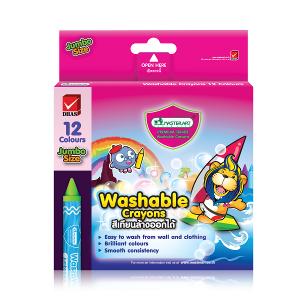 มาสเตอร์อาร์ต สีเทียนล้างออกได้ ขนาดจัมโบ้ 12 สี