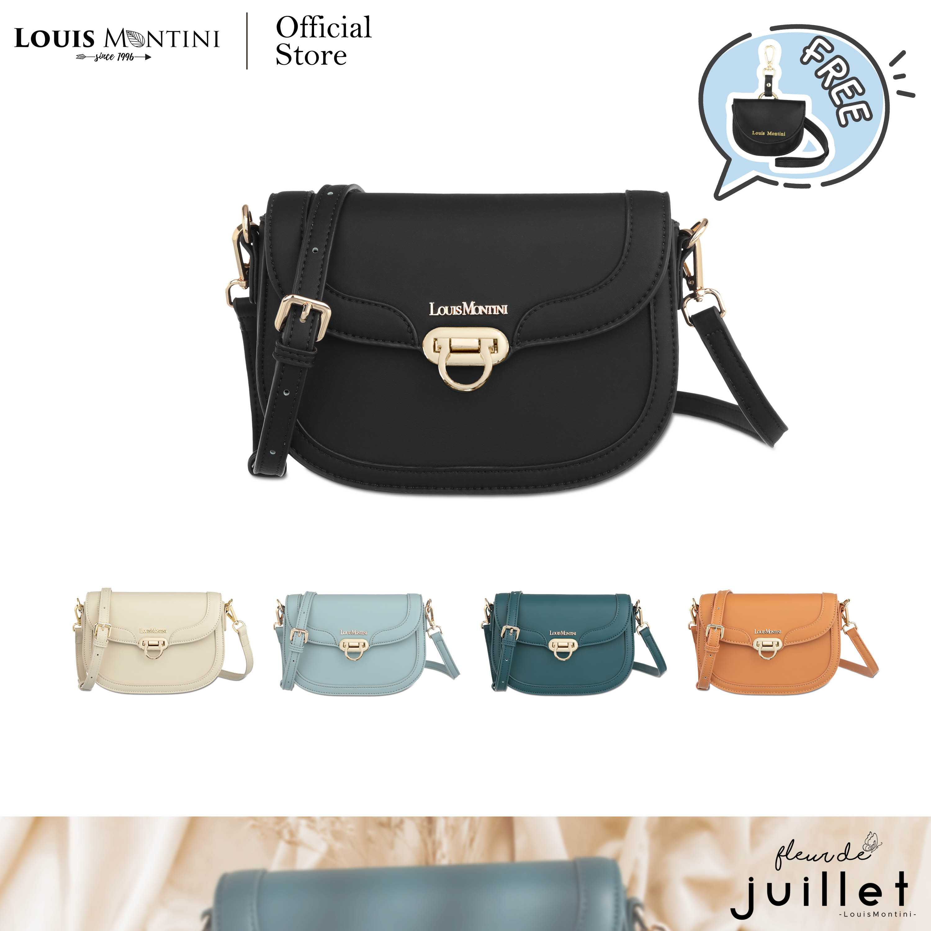 Louis Montini (Fleur De Juillet) กระเป๋าผู้หญิงสะพายข้าง Women's Shoulder Bag LY18 - Larkspur #18