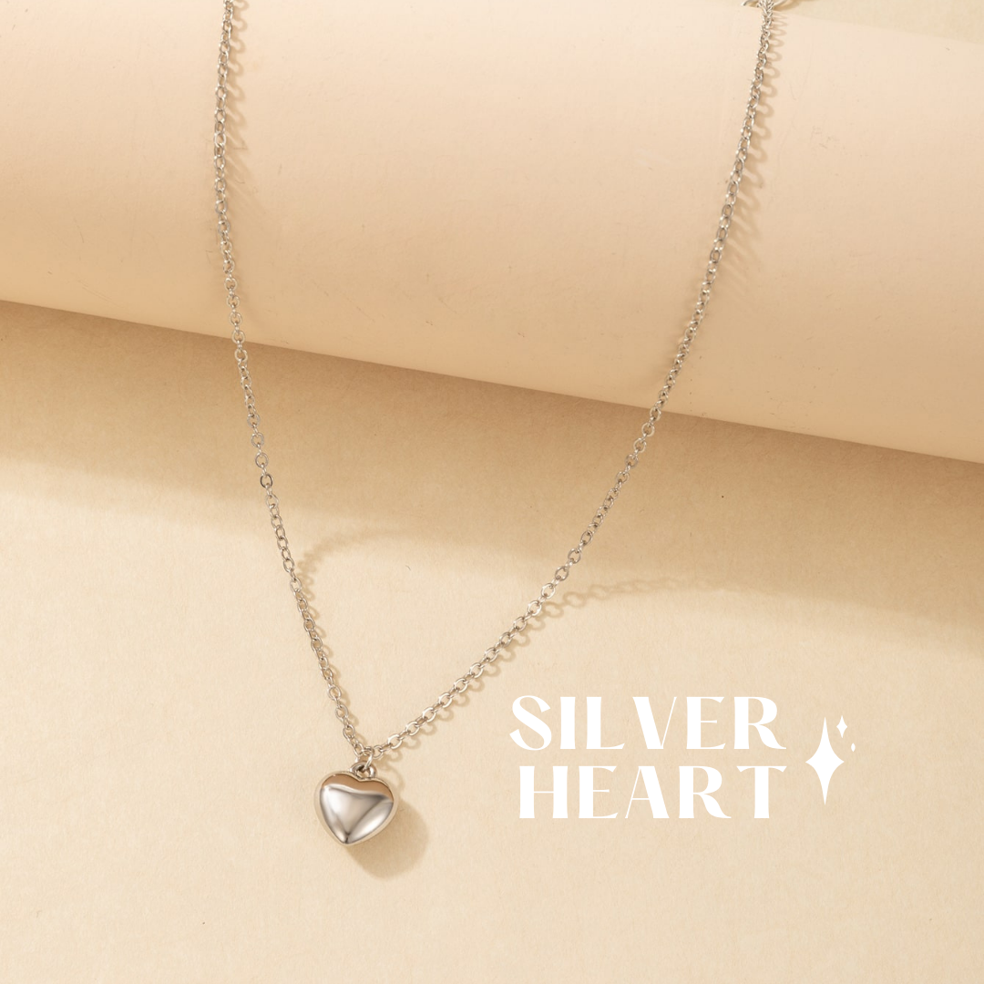 Silver heart charm necklaces