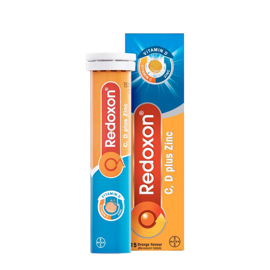 REDOXON C, D PLUS ZINE เรด็อกซอน ซี ดี พลัส ซิ้งค์ เม็ดฟู่ รสส้ม 15 เม็ด