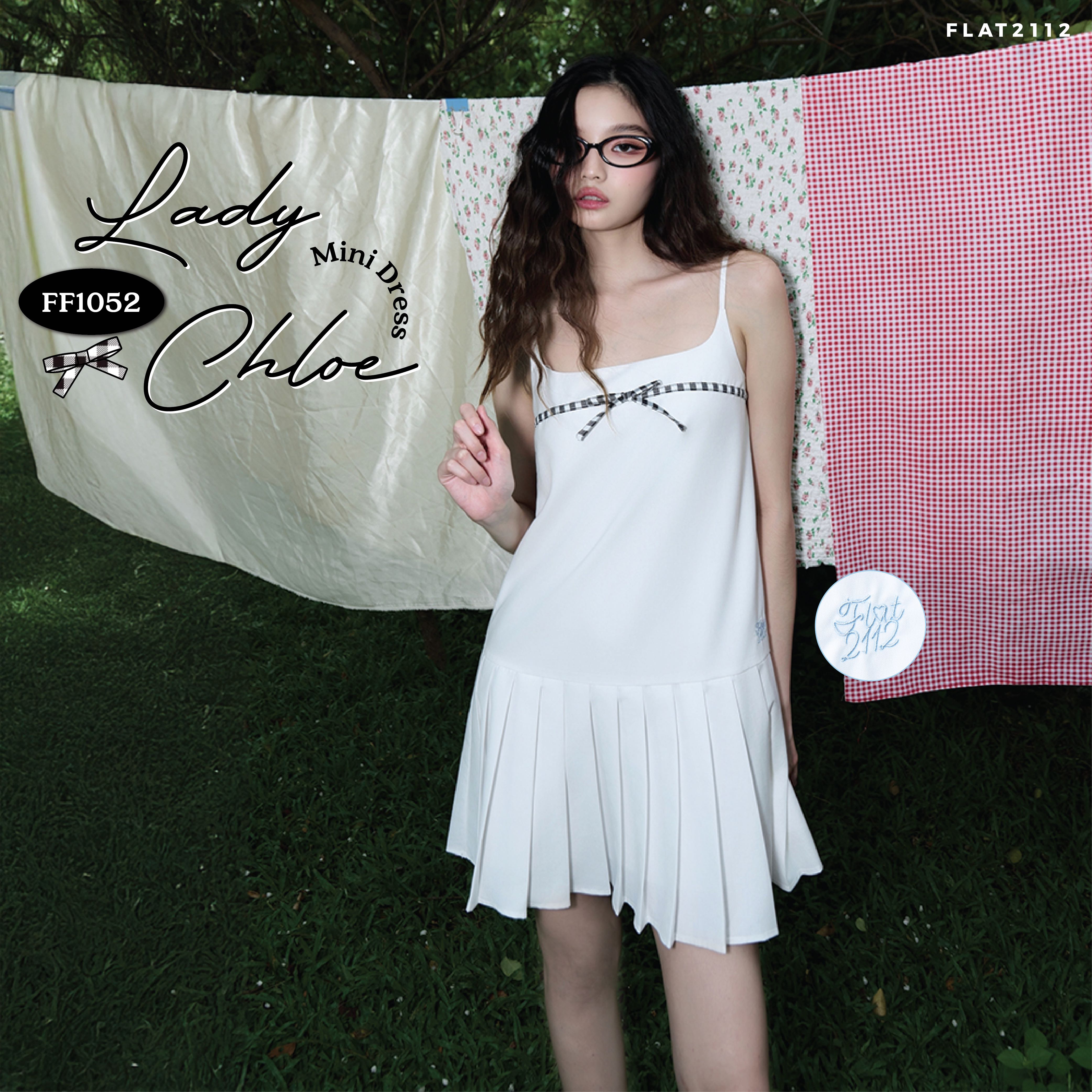 FLAT2112 FF1052 : LADY CHLOE MINI DRESS เดรสสั้น เดรสแขนกุด ชุดออกงาน ชุดผู้หญิง แฟชั่นผู้หญิง