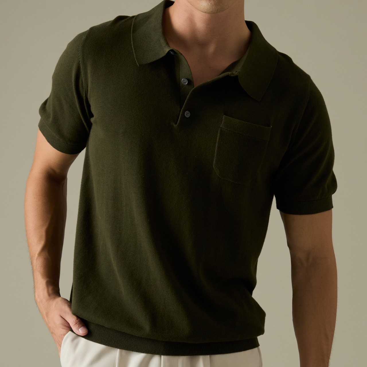 KNIT POLO SHIRT -  FOREST