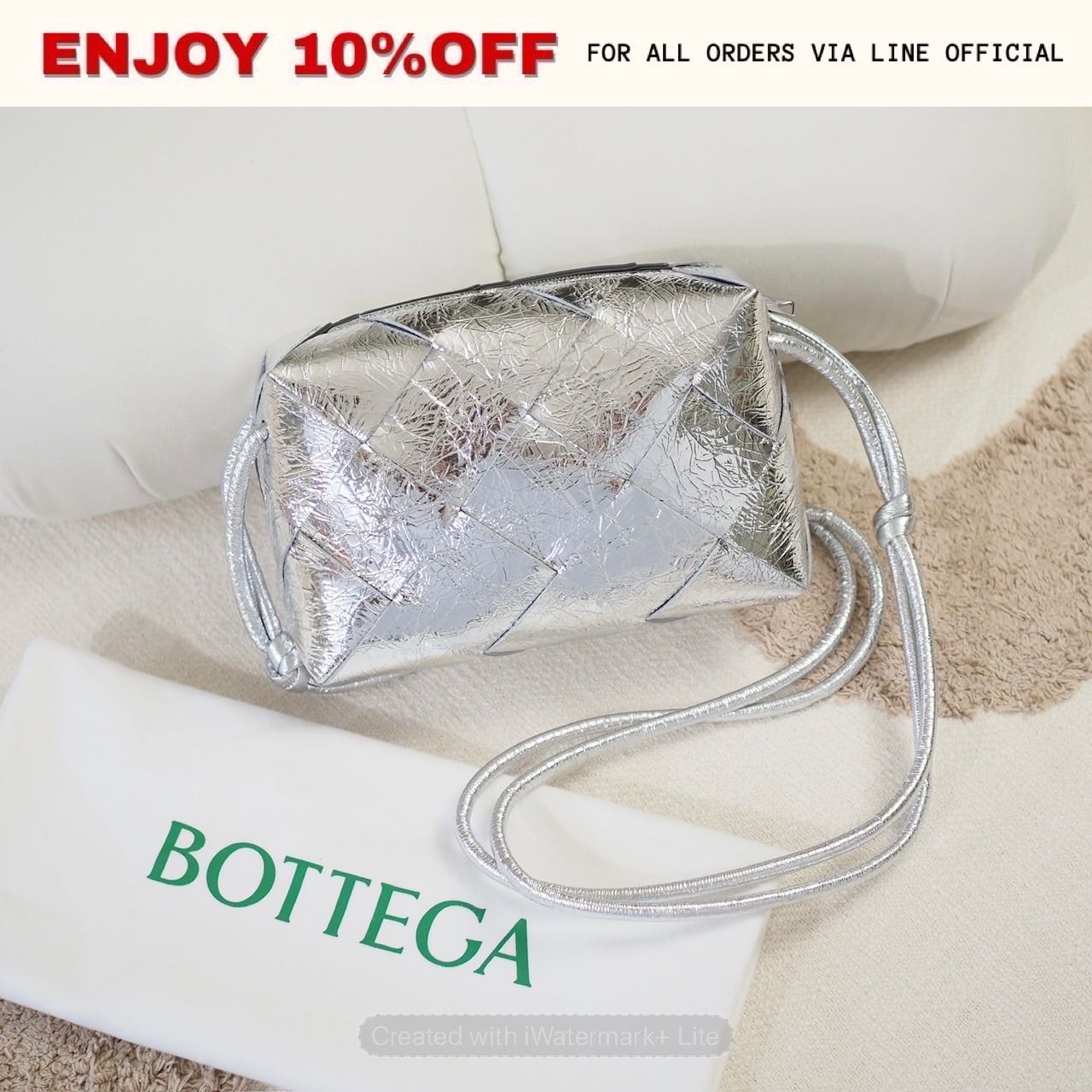 NEW! BOTTEGA VENETA Small Cassette Camera สี Silver SHW | Bag