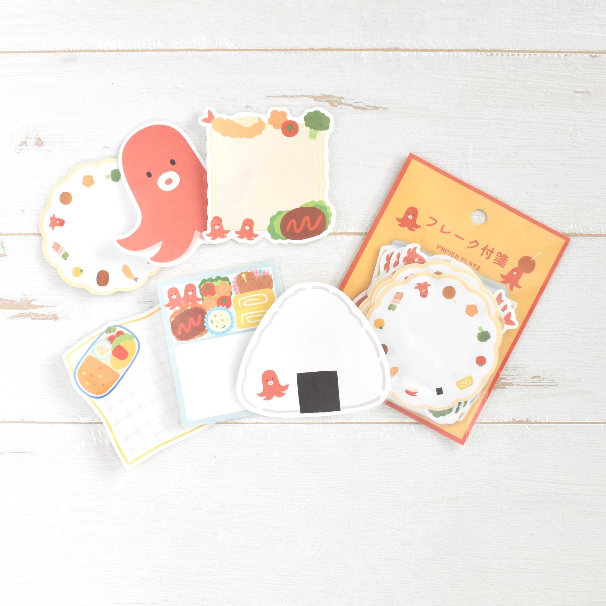 PAPIER PLATZ Flake Sticky Note – BENTO กระดาษโน้ตมีกาวลายเบนโตะ เซ็ต 30 ชิ้น นำเข้าจากญี่ปุ่น