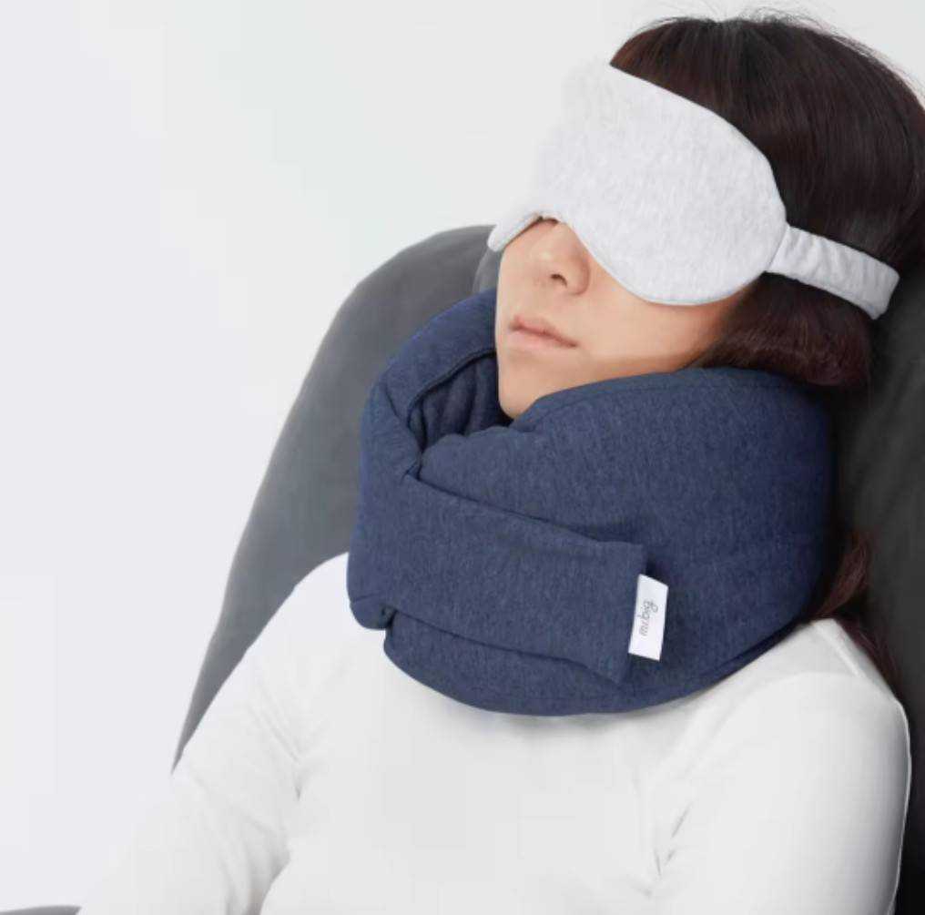 mr.big Travel Pillow : หมอนรองคอสี Navy  Blue (L)
