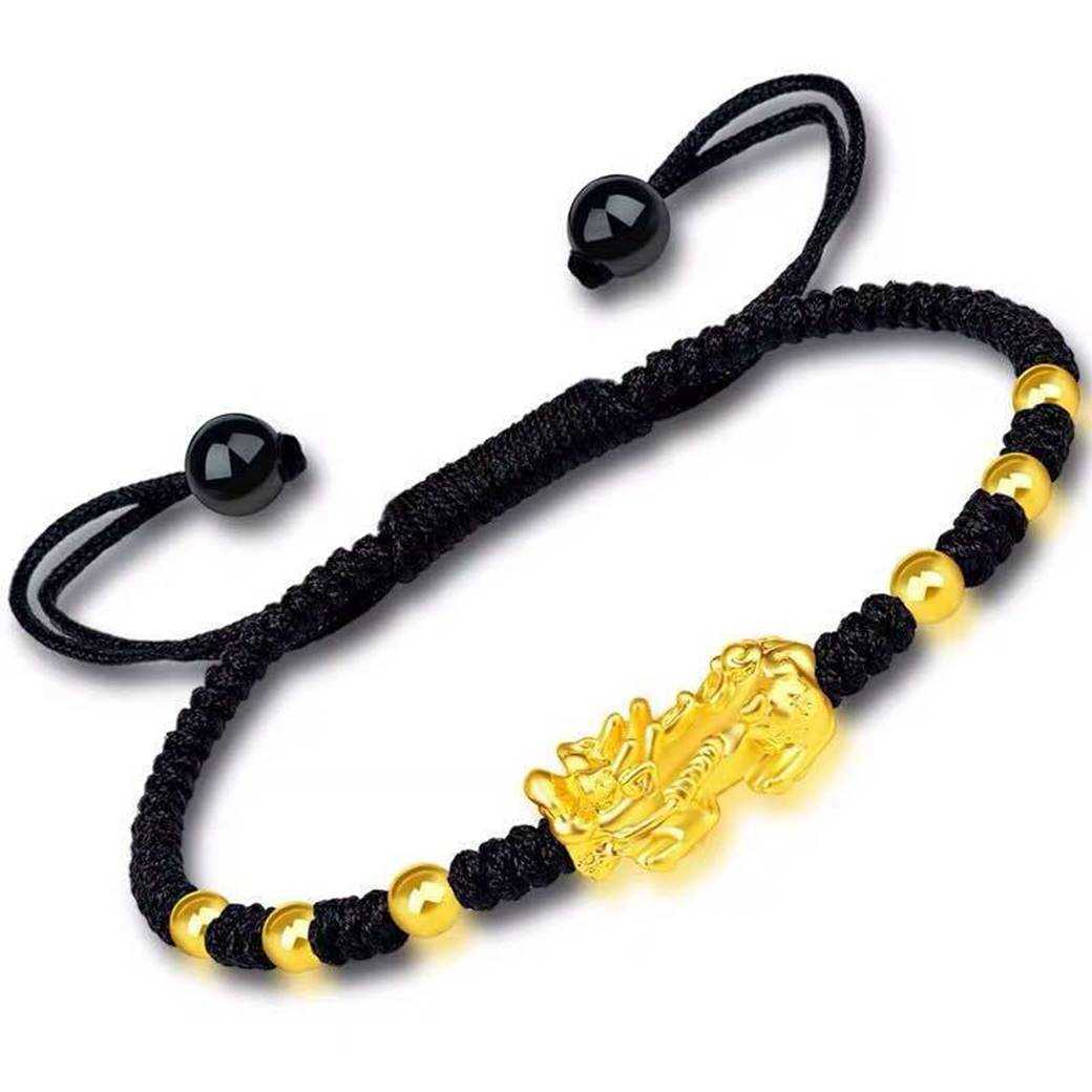 สร้อยข้อมือปี่เซียะ เชือกดำเสริมดวง