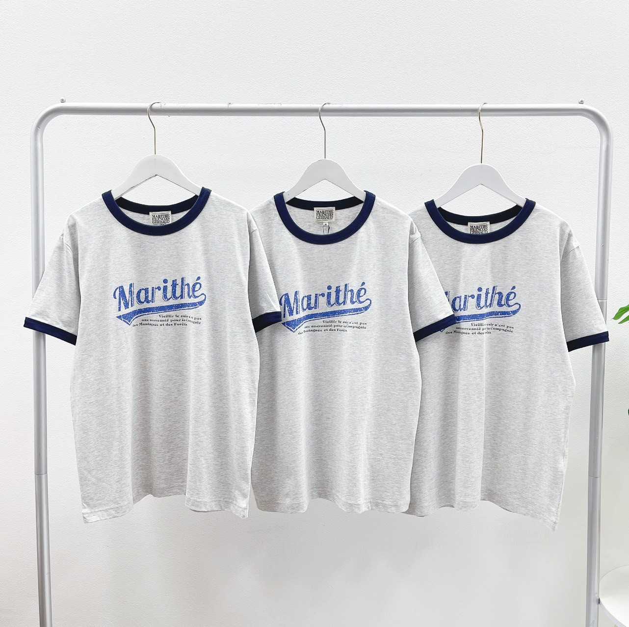 Marithe Vintage Ringer Tee (Heather Grey)