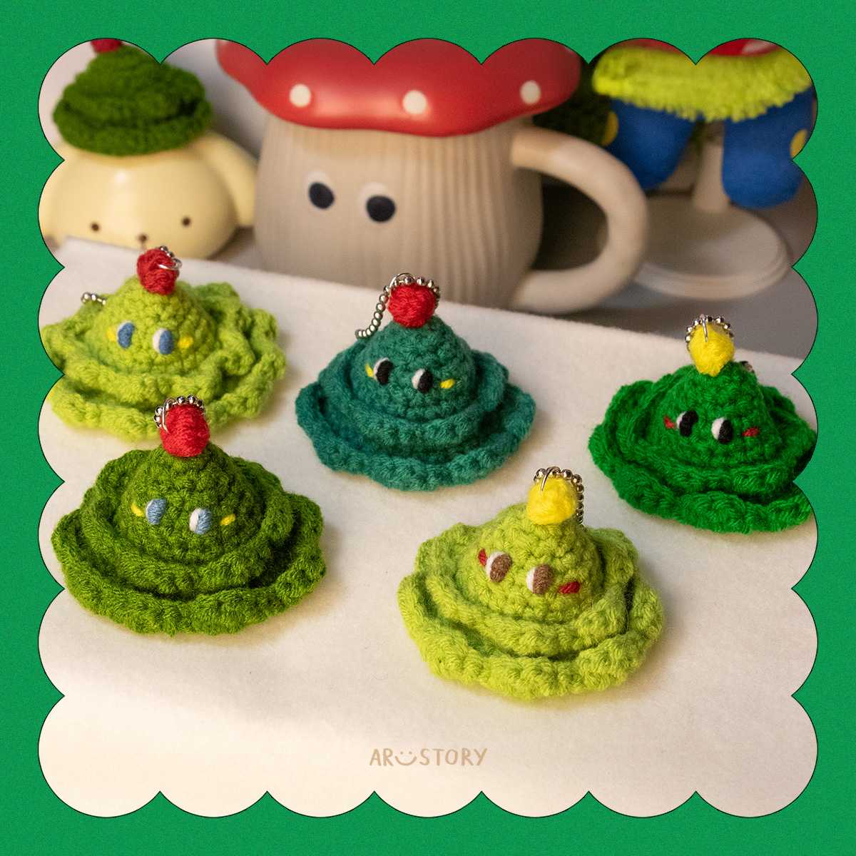 Crochet : Christmas tree keychain | โครเชต์ต้นคริสต์มาส