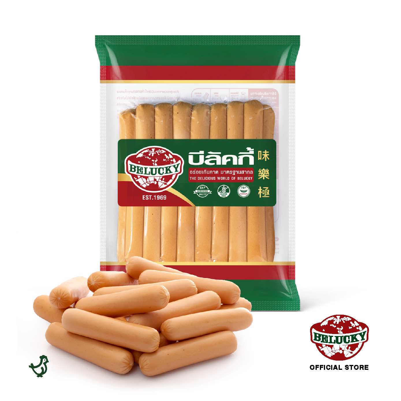 Chicken Hotdog 4 inches peel off  ฮอทดอกไก่ 4 นิ้ว ลอก (1,000 g)