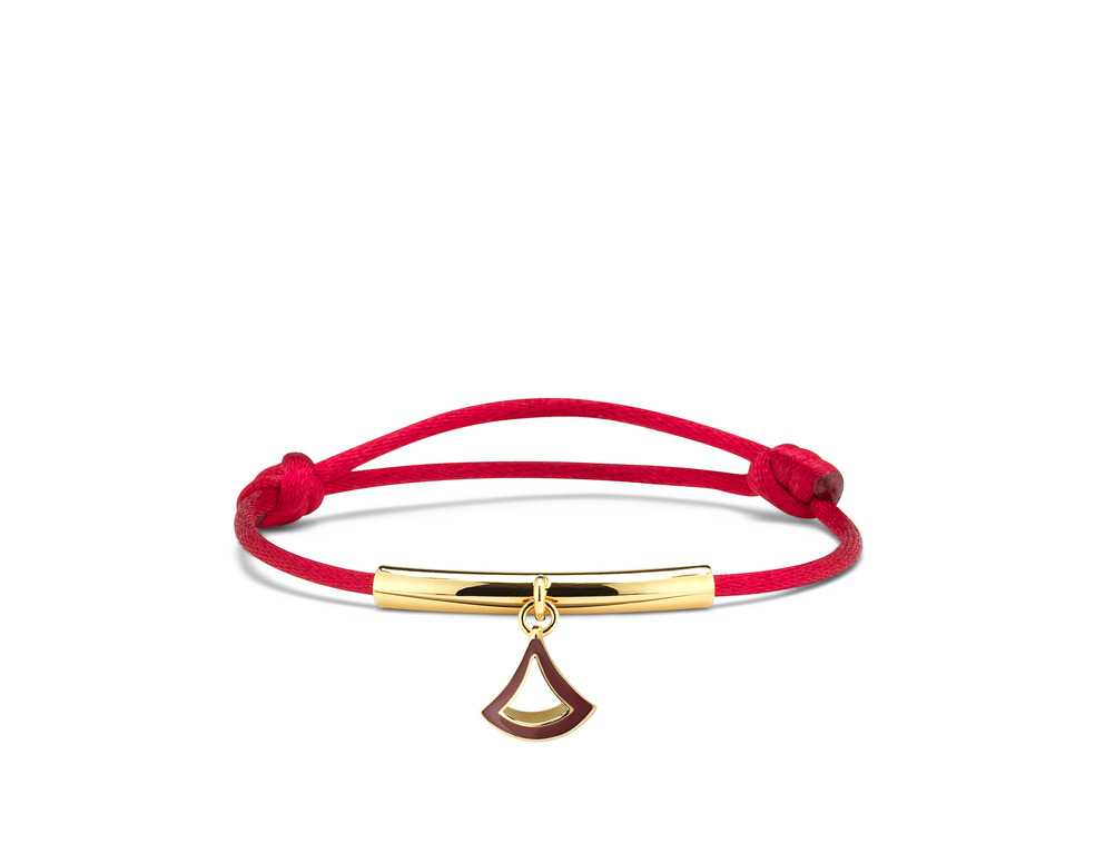 Divas’ Dream Bracelet in Ruby Red Fabric with refined charm embellished