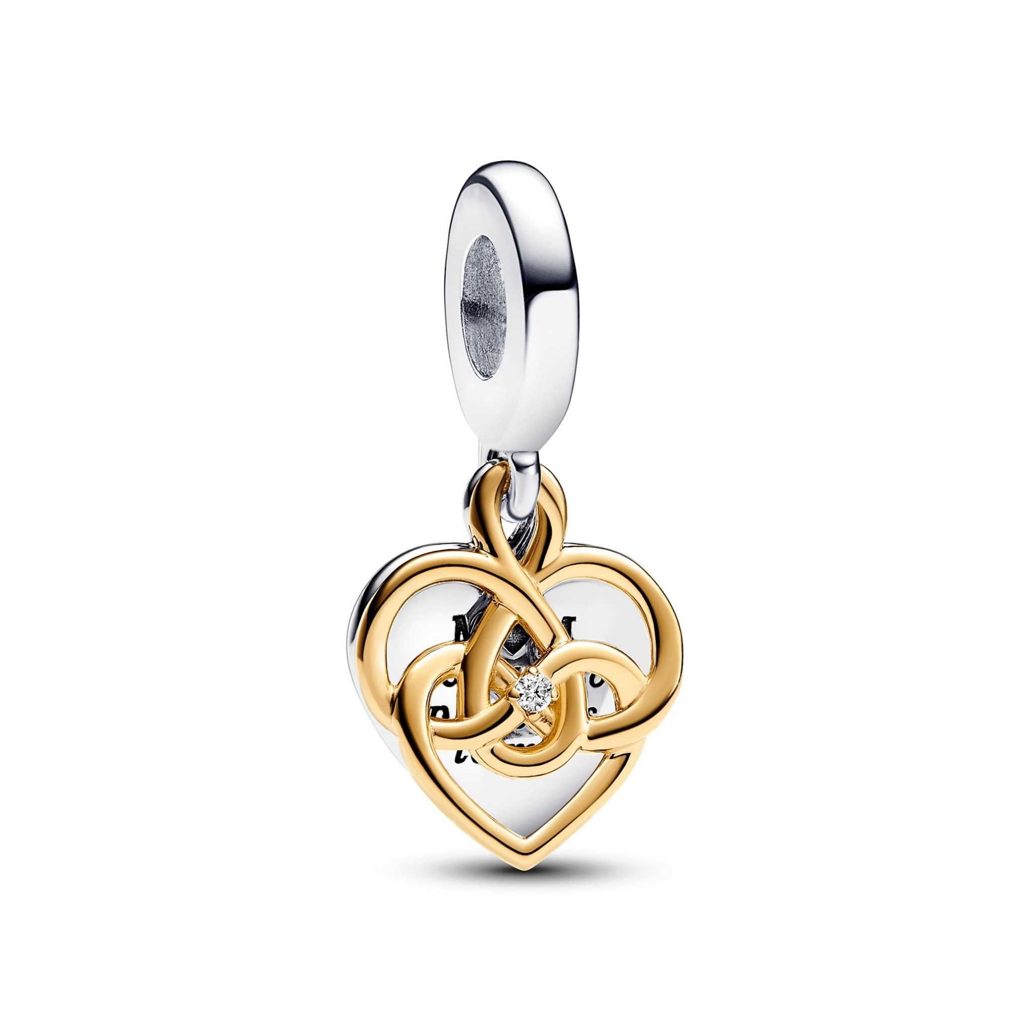 Braid and heart sterling silver and 14k gold-plated double dangle