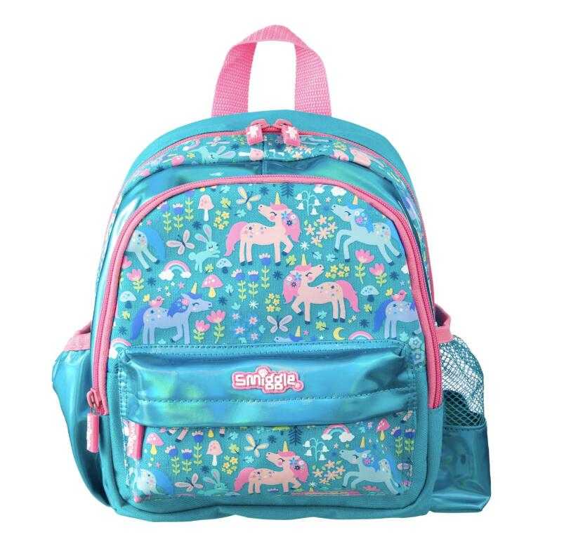 กระเป๋านักเรียนSmiggle กระเป๋า ลายยูนิคอนฟ้าเงา  ขนาด 10 นิ้ว ของแท้ พร้อมส่งในไทย💕✔