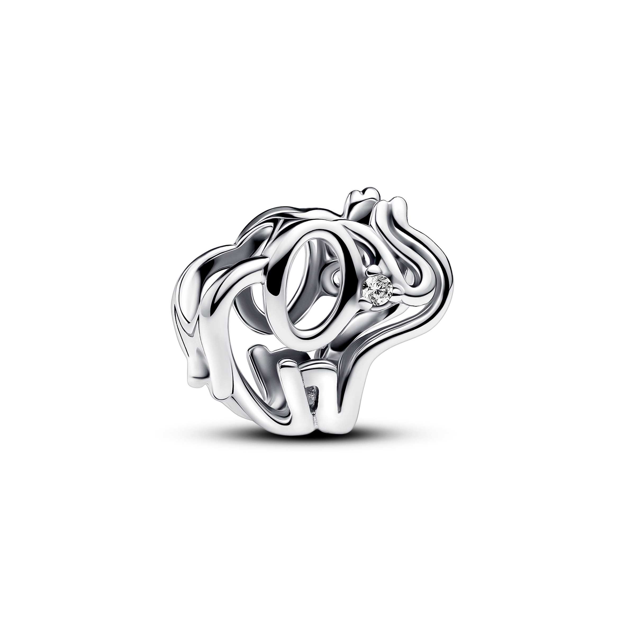 Elephant sterling silver charm with clear cubic zirconia