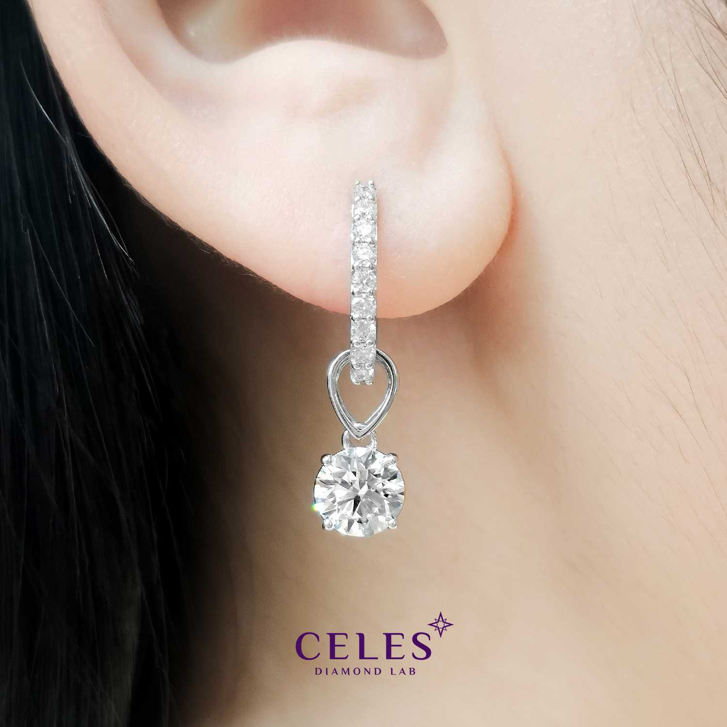 Pre-order ต่างหูเพชร 2 in 1 Diamond Earrings
