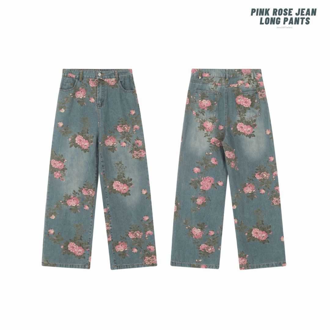 (พร้อมส่ง) Jeera168 | Pink Rose  Jean Long Pants