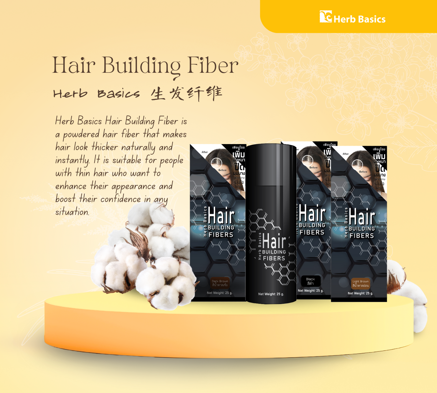 HERB BASICS Hair Building Fiber แฮร์ บิลดิ้ง ไฟเบอร์