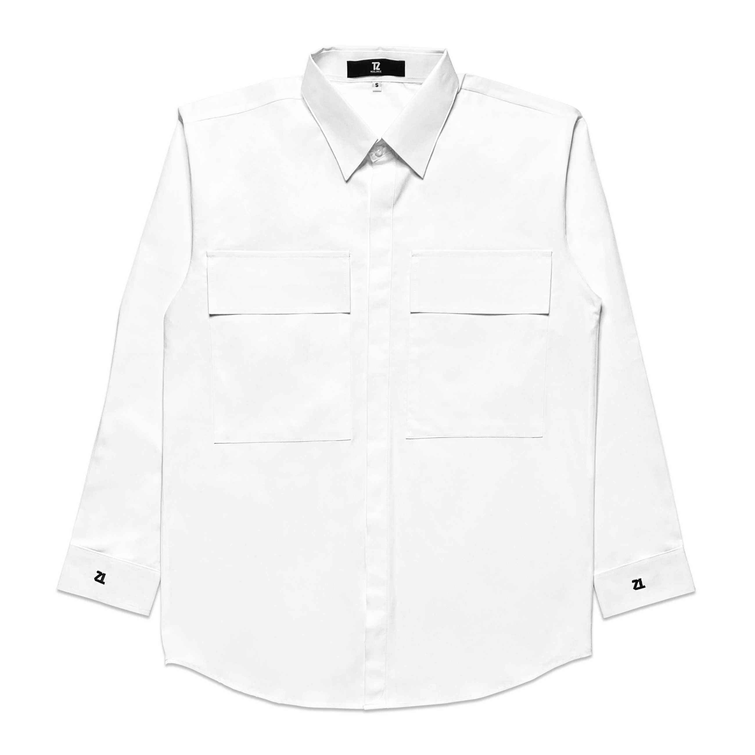 TZWORLDWIDE OVERSIZED LONG SLEEVE SHIRT - WHITE