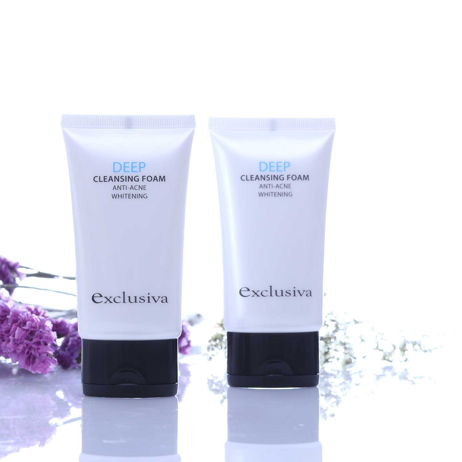 โฟมล้างหน้า ลดสิว Exclusiva Whitening DEEP Cleansing FOAM 40g.x2หลอด