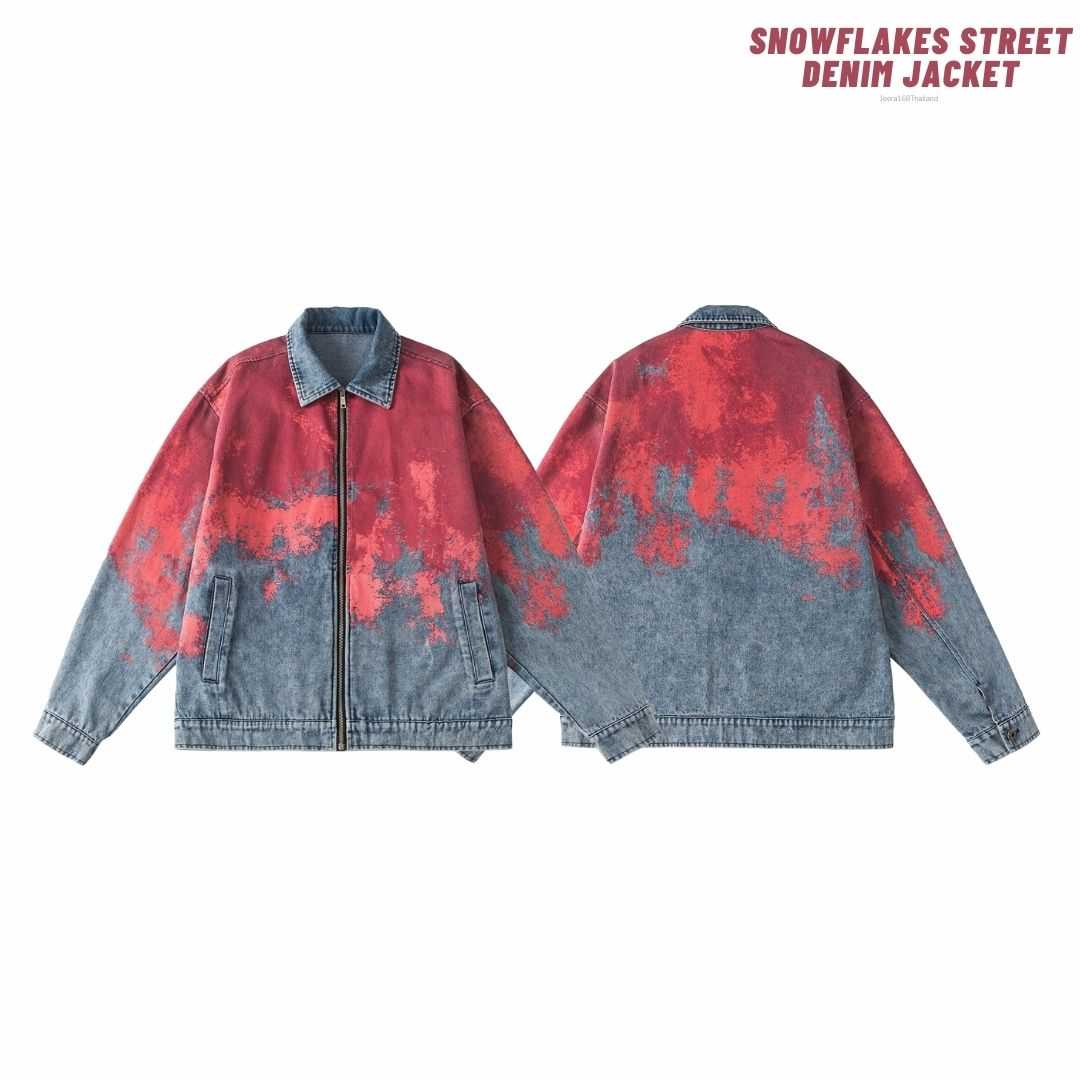 (พร้อมส่ง) Jeera168 | Snowflakes Street Denim Jacket