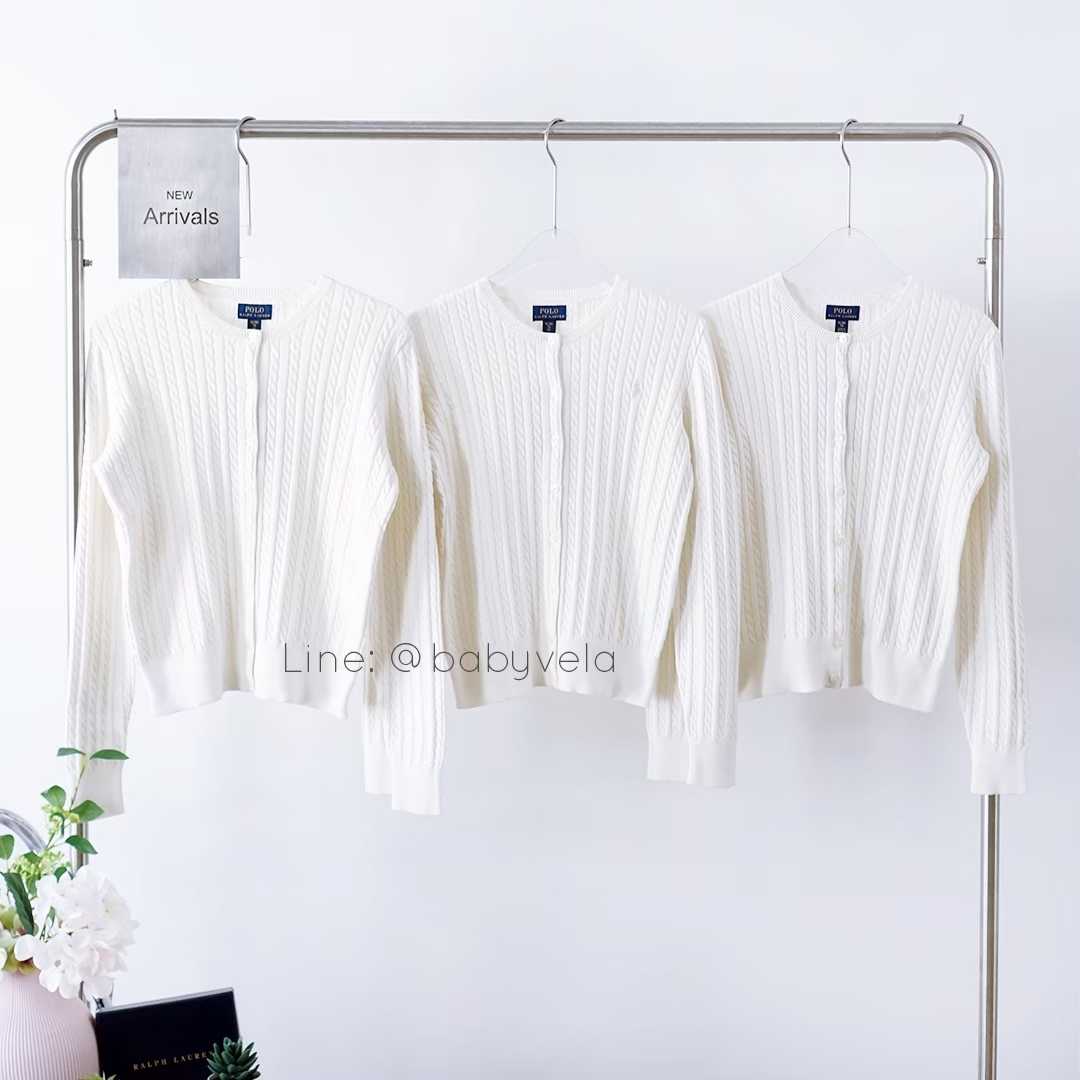 Mini-Cable Cotton Cardigan (Warm White/White Pony)
