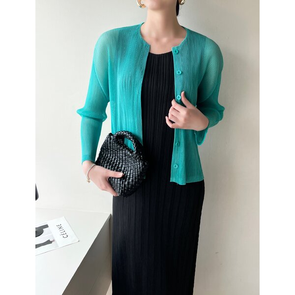 ปรับราคาลง!! 2MUAY รุ่น GJO1340 เสื้อคลุมพลีทคุณภาพ BUTTON FRONT MESH PLEATED TOP / CARDIGAN 7 สี...