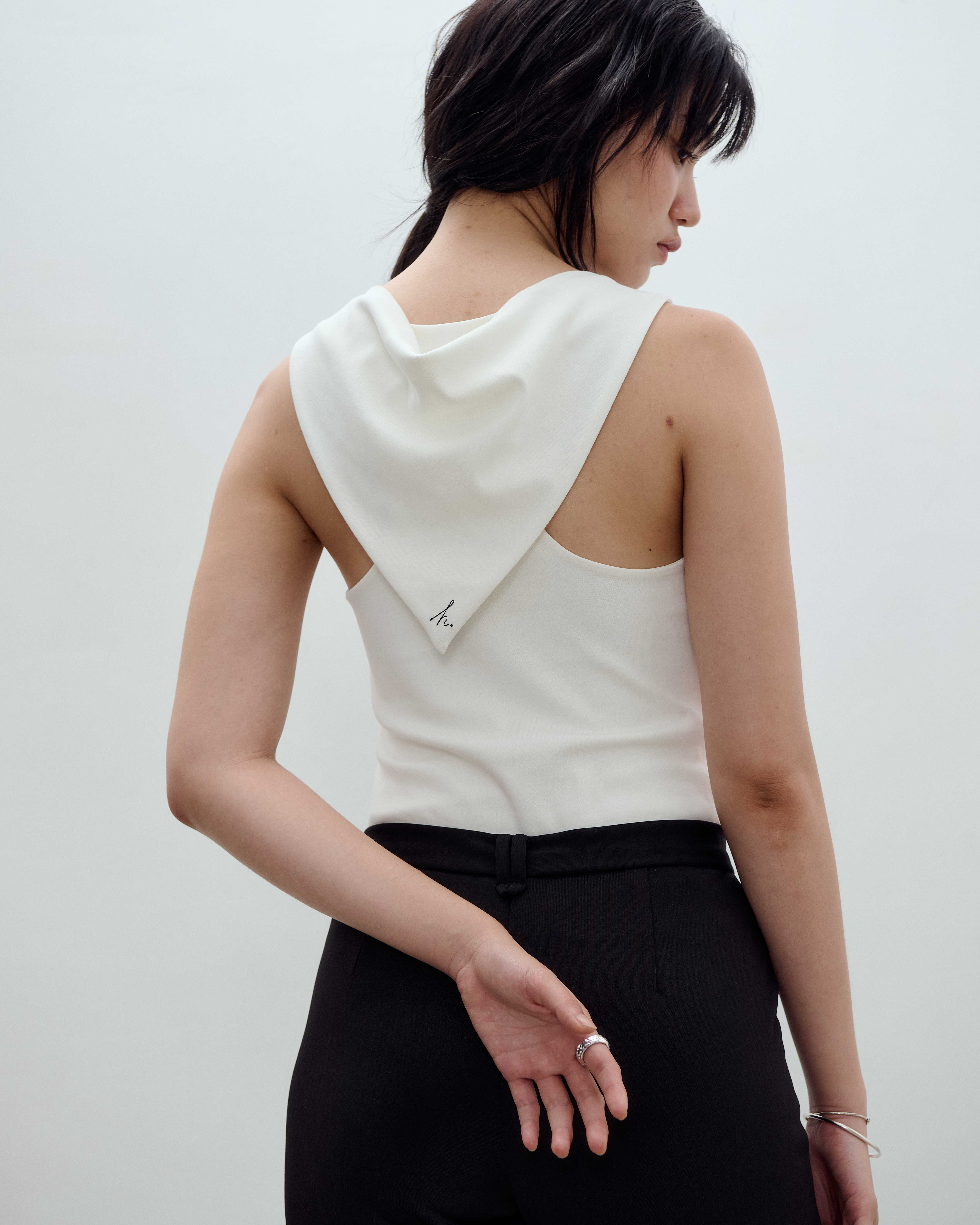H.064 - SANAE Sailor Sleeveless Top - White