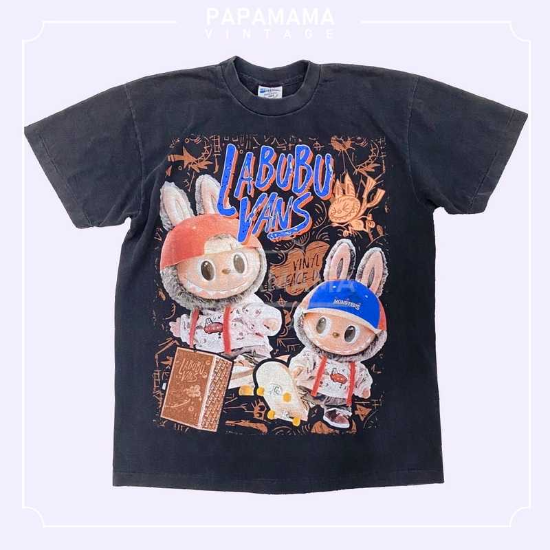LABUBU VANS BIO Washed ฟอกนุ่ม เสื้อวินเทจ