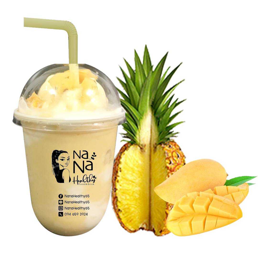 สมูทตี้โยเกิร์ต มะม่วง+สับปะรด / Mango + Pineapple yogurt Smoothie