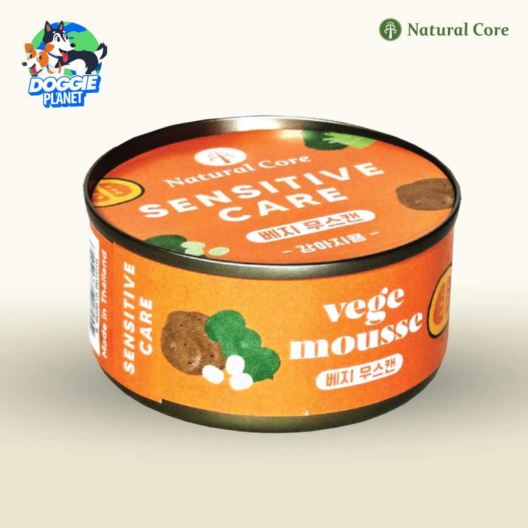 Natural Core อาหารเปียกสุนัข สูตรดูแลผิวแพ้ง่าย | ซุปผักเนื้อมูสนุ่ม (วีแกน และธัญพืช) 80 ก.