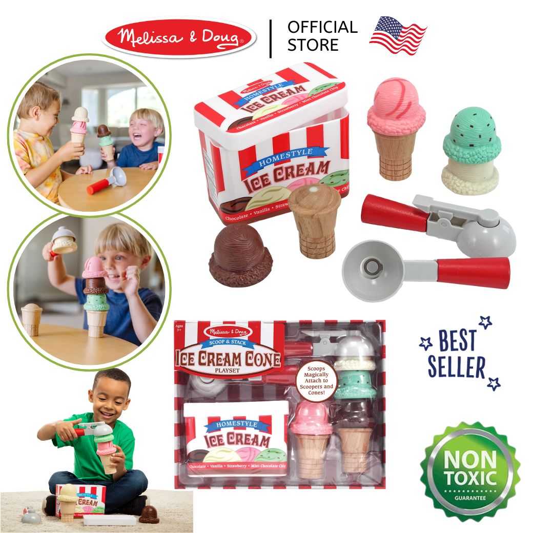 (ของแท้ USA) ของเล่นไอติม ตักสนุกเหมือนจริง Scoop & Stack Ice Cream Cone Melissa & Doug 4087