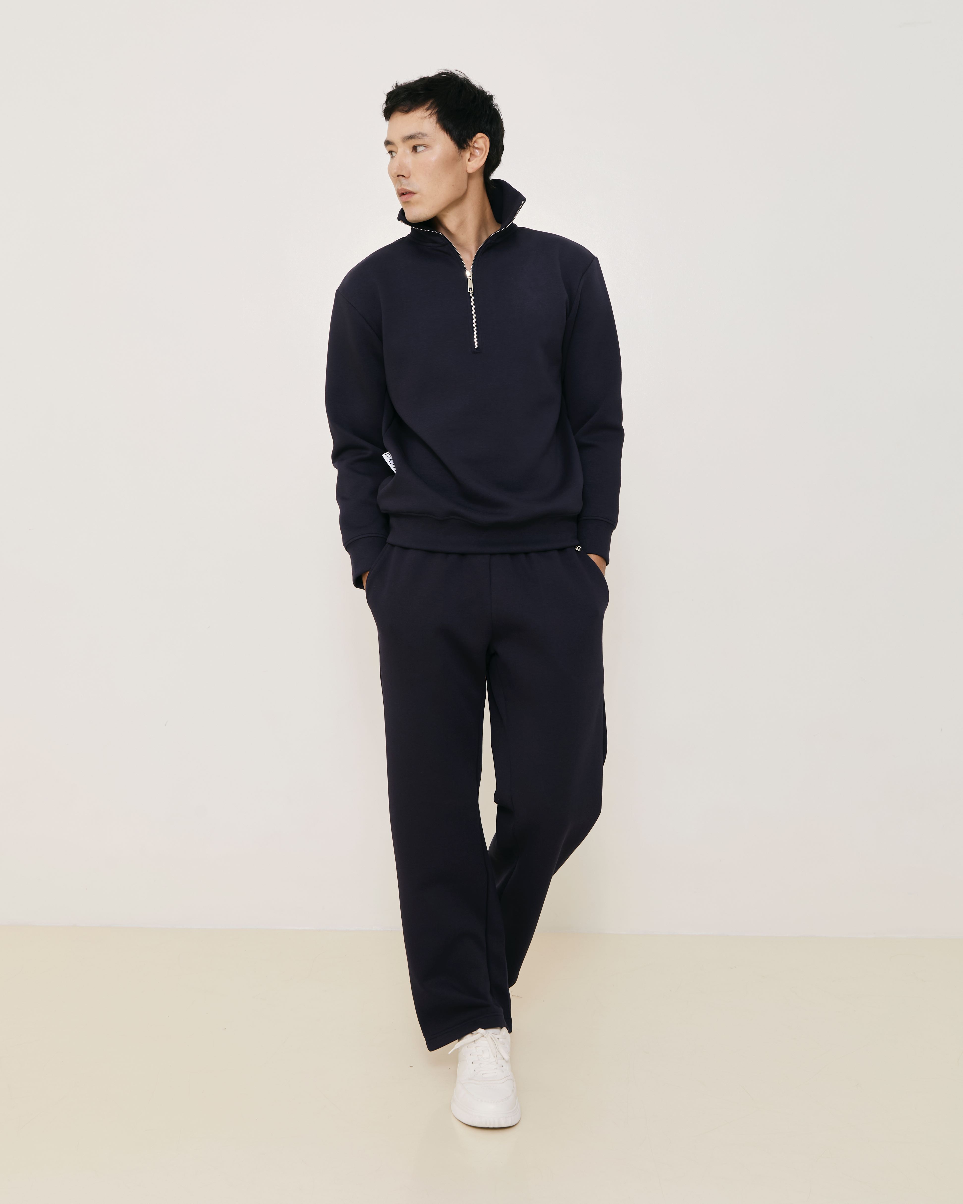 Navy Blue Wide-Leg  Sweatpants