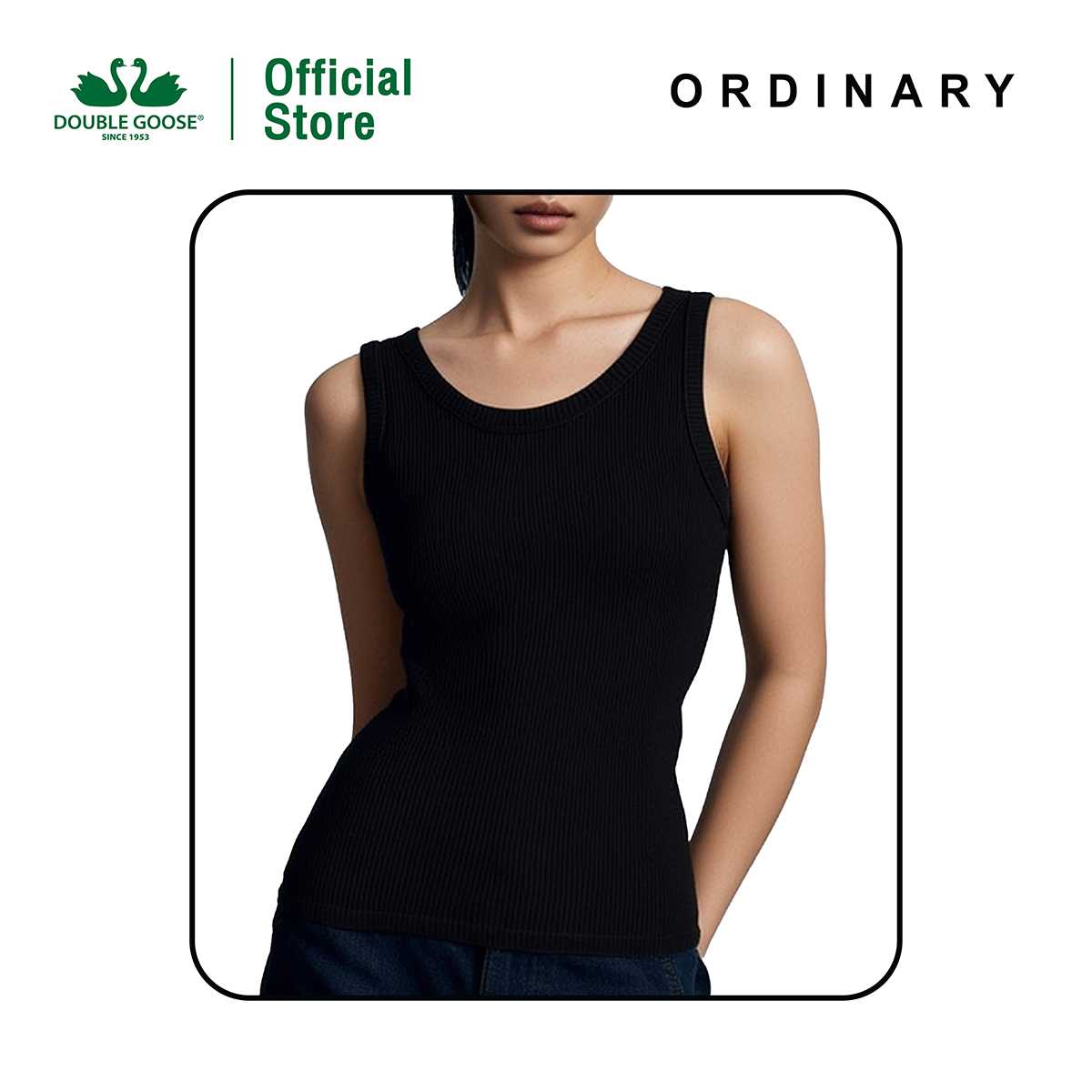 ห่านคู่ เสื้อแขนกุด ผ้าร่อง เสริมบรา รุ่น Ordinary