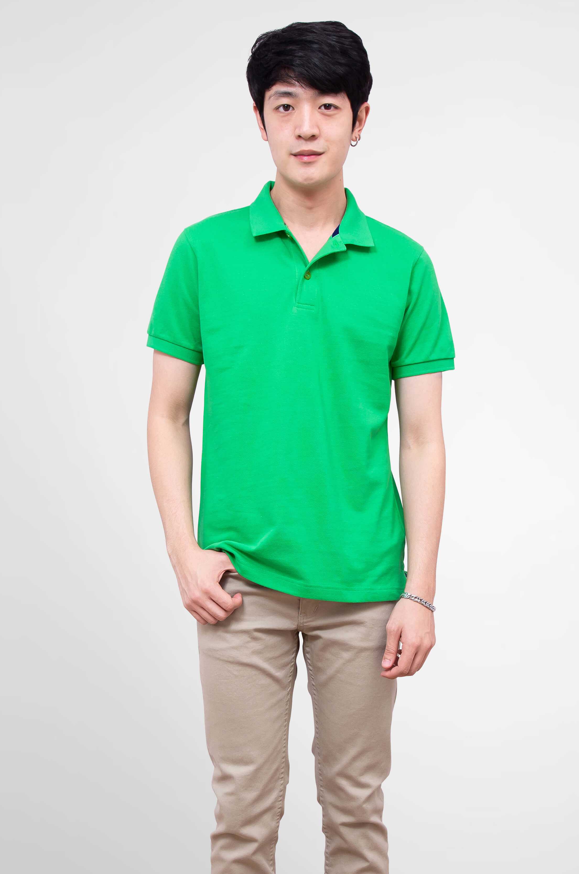 Noproblem ยอดขาย No.1 รับประกัน ไม่ย้วย ไม่ยืด ผ้านุ่ม เสื้อโปโล ชาย สีเขียวเพริโดต์