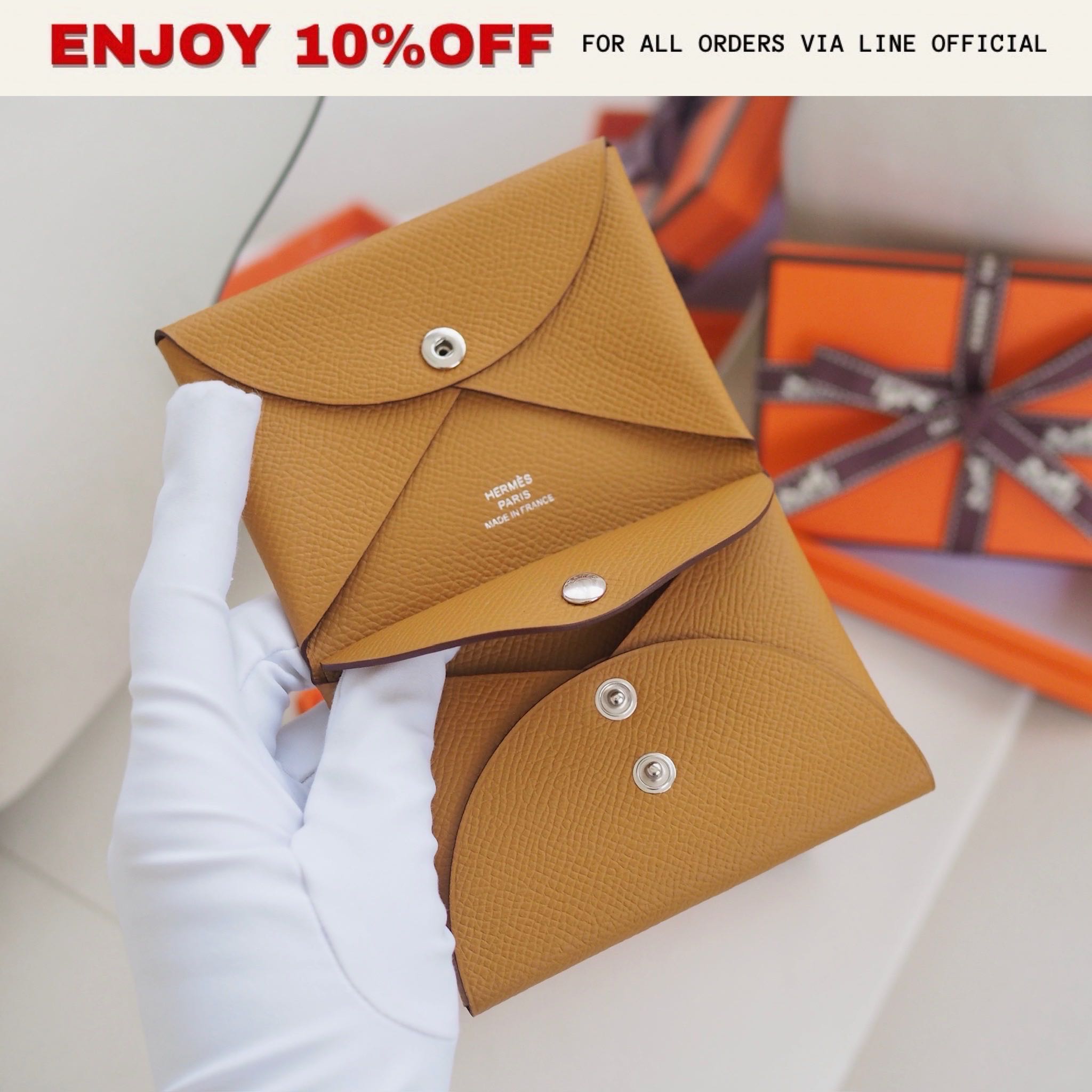 NEW! HERMES Calvi Duo Card Holder In Sesame Epsom | Bag