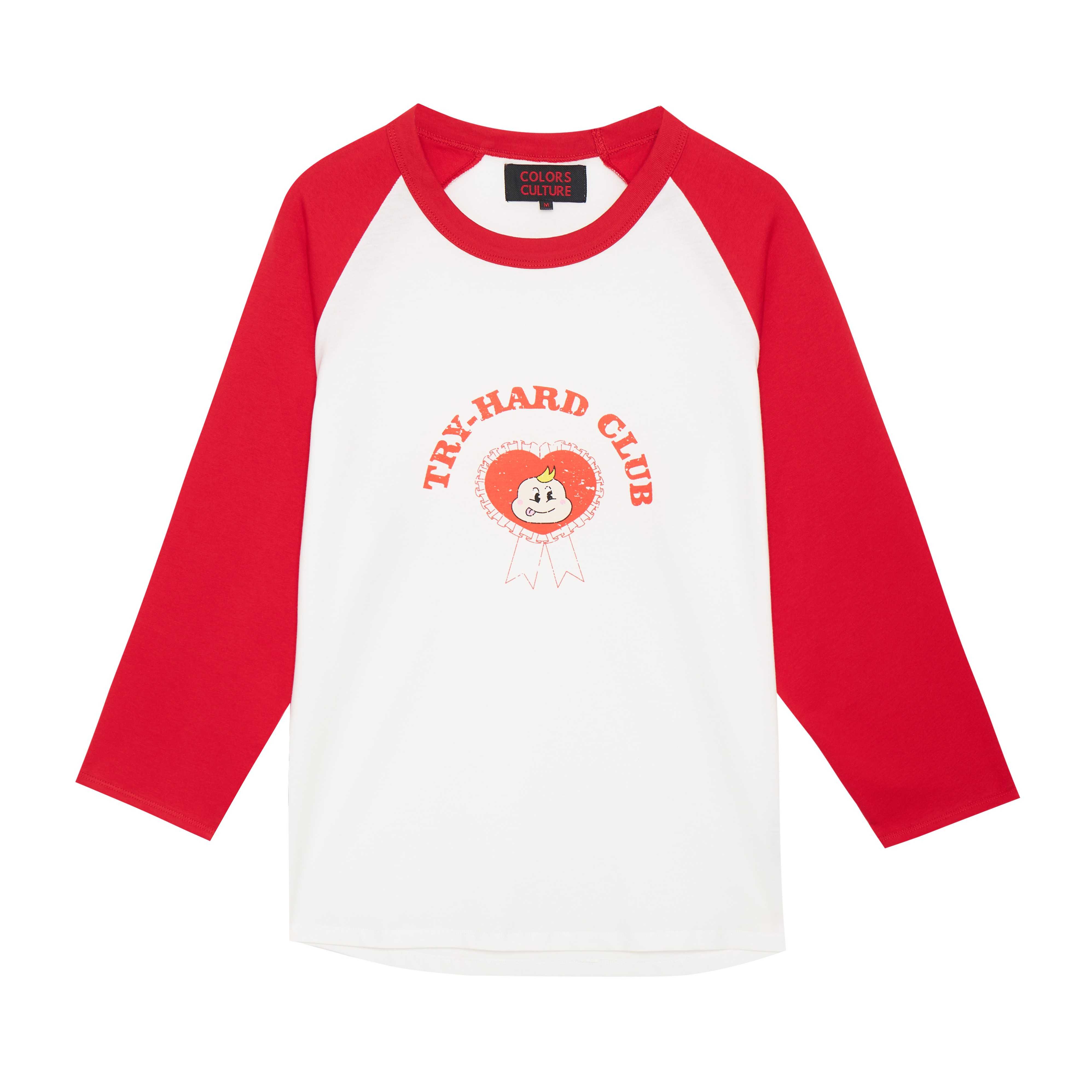 PLAY MODE LONG SLEEVED TEE RAGLAN-PEBBLE WHITE & WENGE - RED