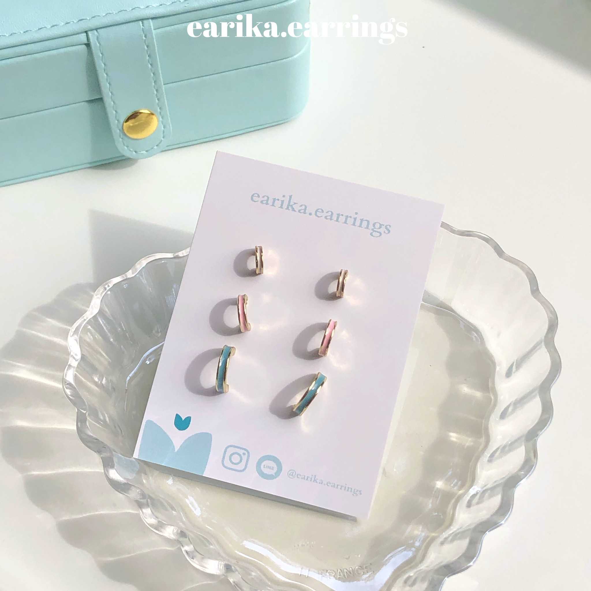 earika.earrings - candy pic hoop set เซ็ตต่างหูทรงครึ่งห่วงก้านเงินแท้ คนแพ้ง่ายใส่ได้