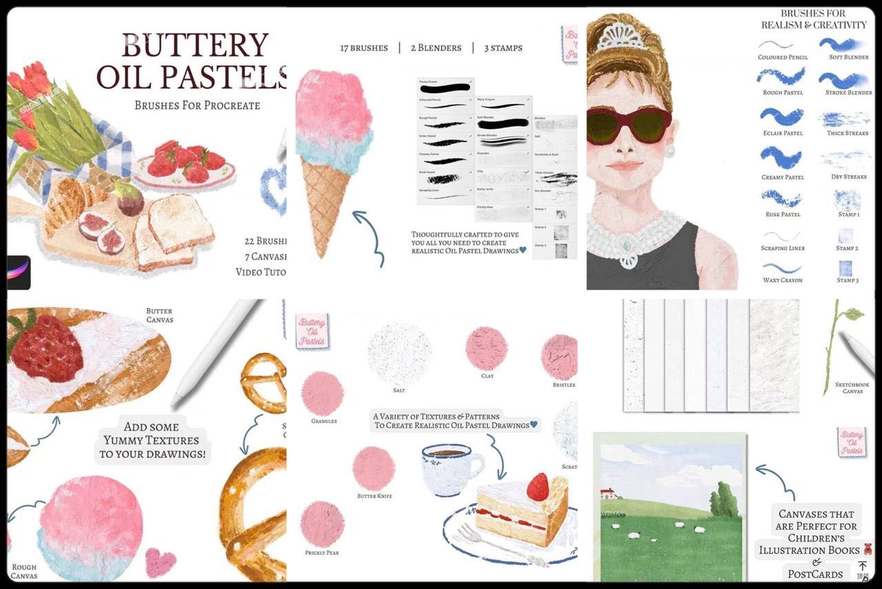 BUTTERY OIL PASTELS BRUSHES FOR PROCREATE