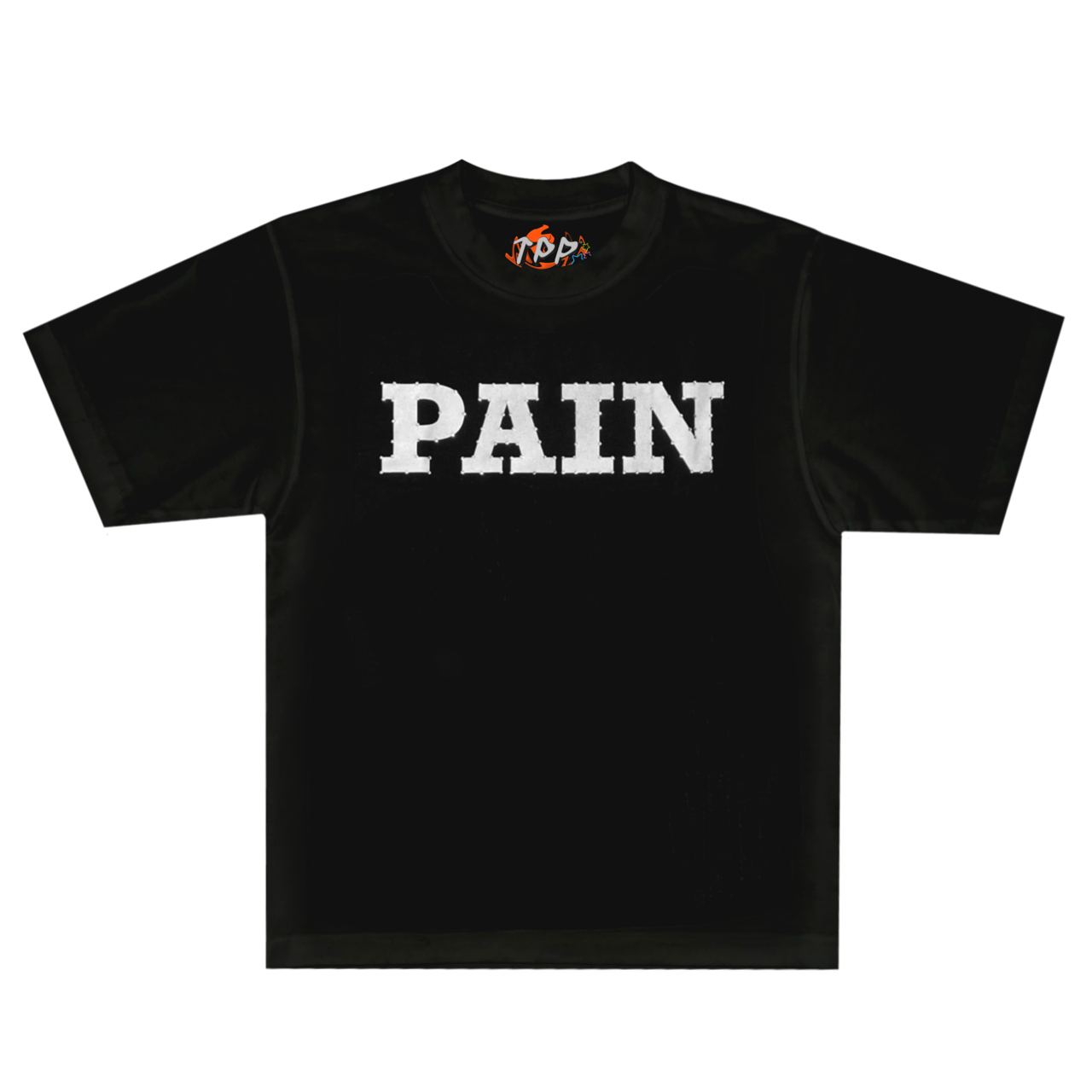 TPP®  PAIN RHINESTONE LOGO BLACK T-SHIRT 